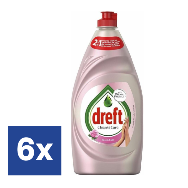 Dreft Clean & Care Afwasmiddel Rose & Satin - 6 x 383 ml
