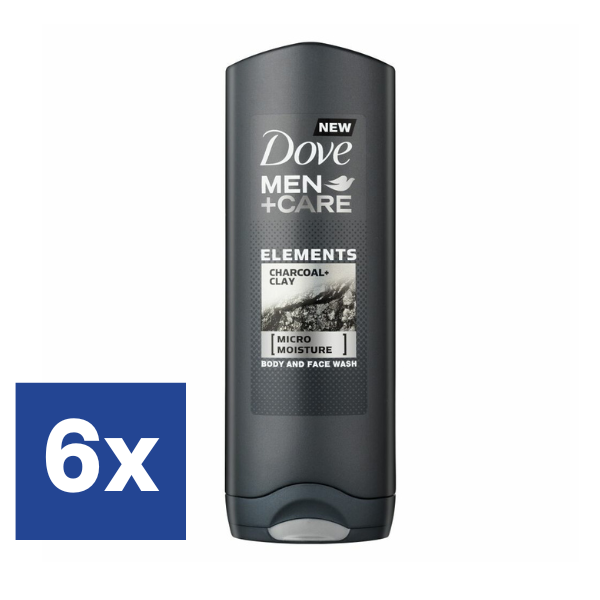 Dove Men Care Charcoal Clay Douchegel - 6 x 250 ml