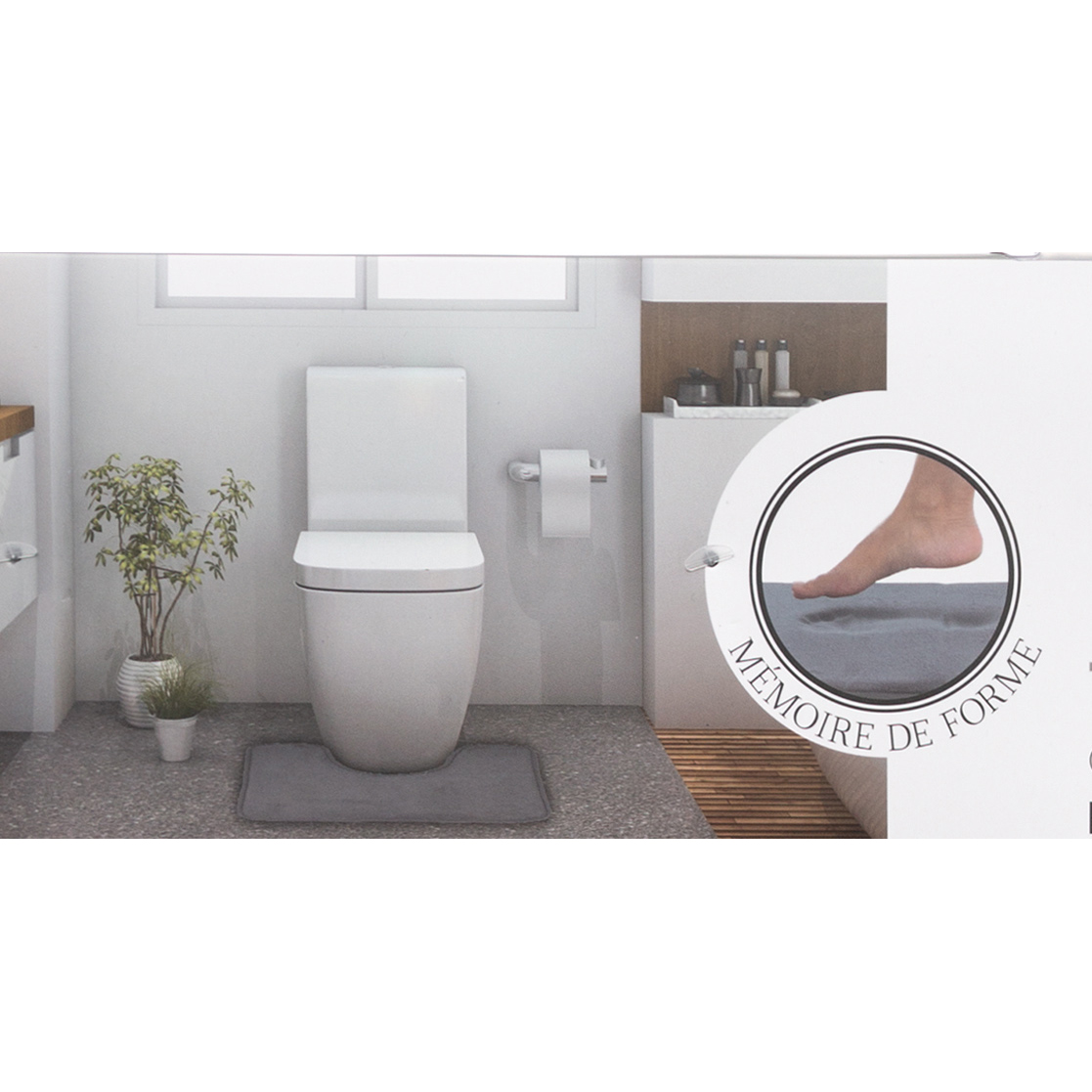 WC Mat  Antislip - Toiletmat Met Uitsparing - 48 x 48 cm - Grijs