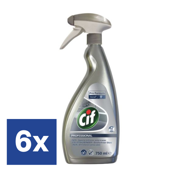 Cif Spray Inox Cleaner (Voordeelverpakking) - 6 x 750 ml