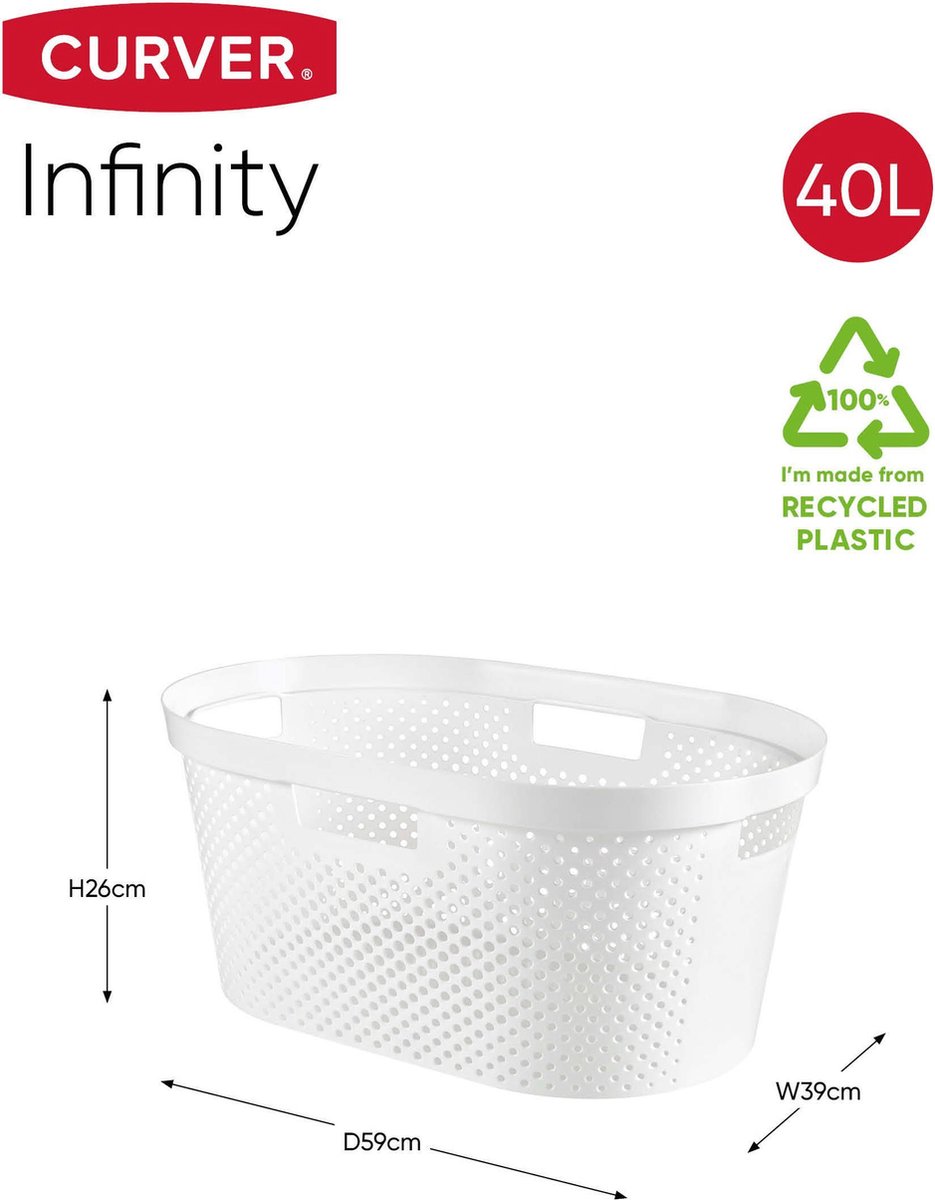 Curver Infinity Recycled Dots Wasmand - 40 l - Wit
