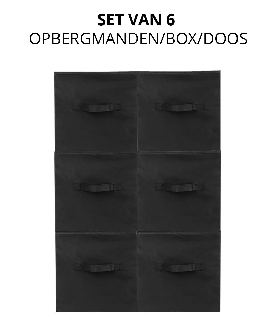 Kast Organizers - Multifunctionele Opbergmand - Zwart - 20 l - Set van 6 Stuks