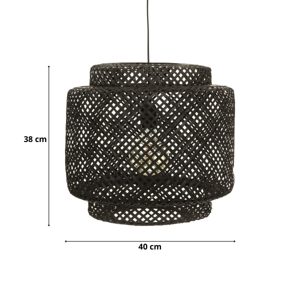 Hanglamp Gevlochten Bamboe - Verlichting - Rotan - Ø40 cm - Zwart