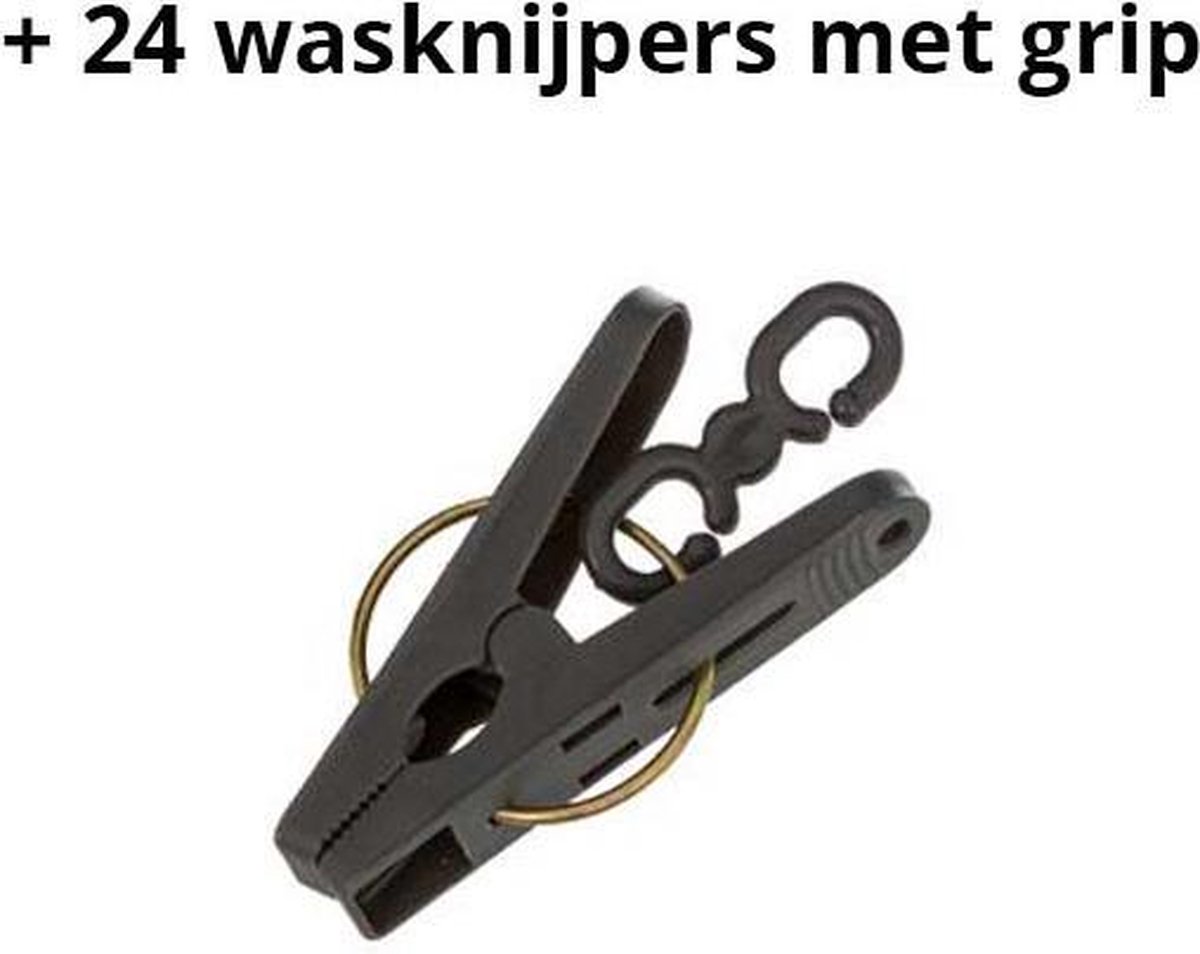 Droogcarrousel met 24 Wasknijpers - Hangdroogrek  - 44 x 30 cm - Grijs