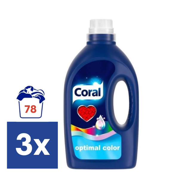Coral Optimal Color Vloeibaar Wasmiddel - 3 x 1,25 l (78 wasbeurten)