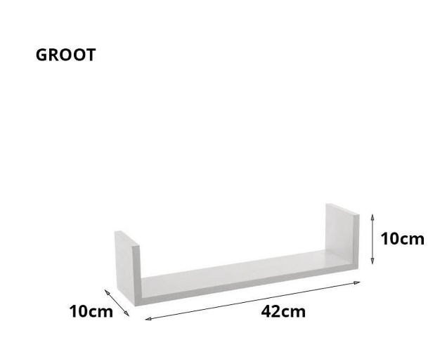 Set van 3 boekenplanken - U-vormige Wandplank - Wit