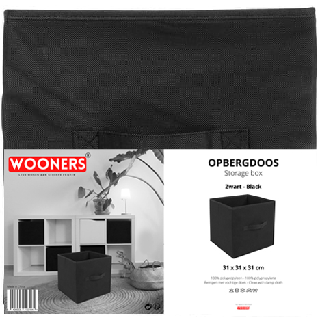 Wooners® Opbergmand 6 Stuks - Kast Organizers - Zwart - 20 l