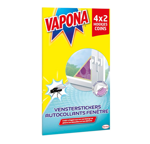 Vapona Vensterstickers Anti Vliegen Hoekjes - 4 x 2 stuks