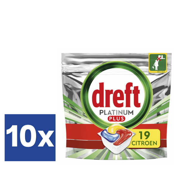 Dreft Platinum Plus Citrus All-IN 1 Vaatwastabletten - 10 x 19 Stuks