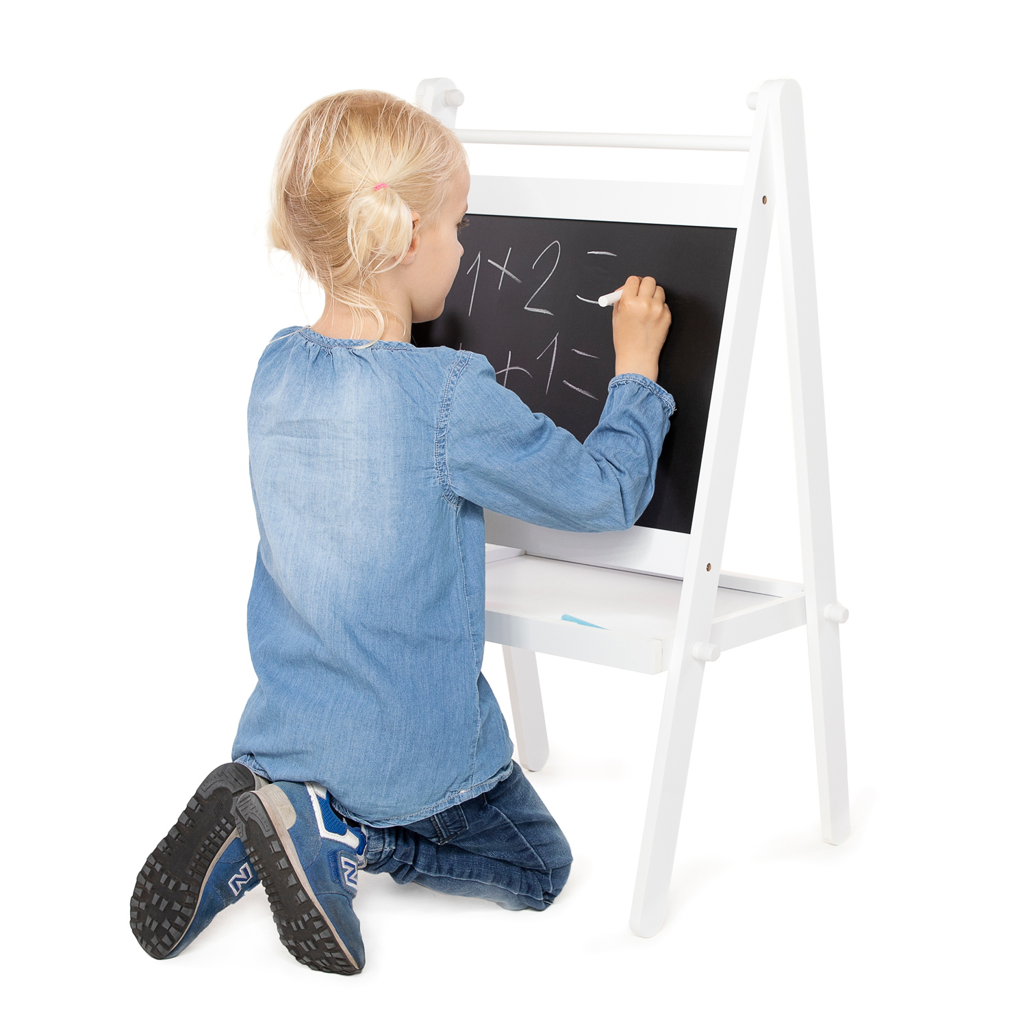 Schoolbord voor kinderen Met krijt en wisser - 80cm - Hout - Wit