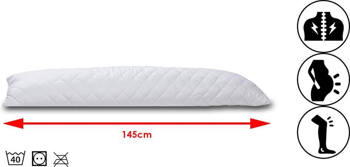 Ondersteunend Lichaamskussen Wit - Body Pillow – 40 x 145 cm – 1 stuk