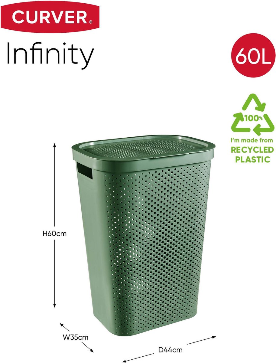 Curver Wasmand Infinity Recycled Dots  Groen - 60 l