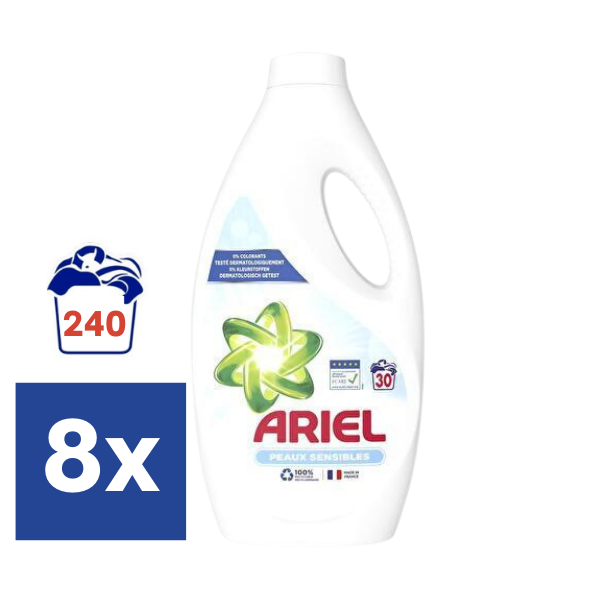 Ariel Sensitive Vloeibaar Wasmiddel - 8 x 1.65 l (240 Wasbeurten)