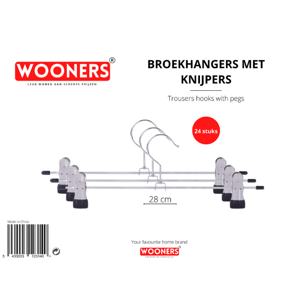 Wooners® Broekhangers met Antislip Knijpers - 24 Stuks - 30cm