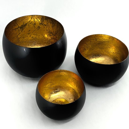 Theelichthouder - Marrakech Bowl - Small - zwart/goud