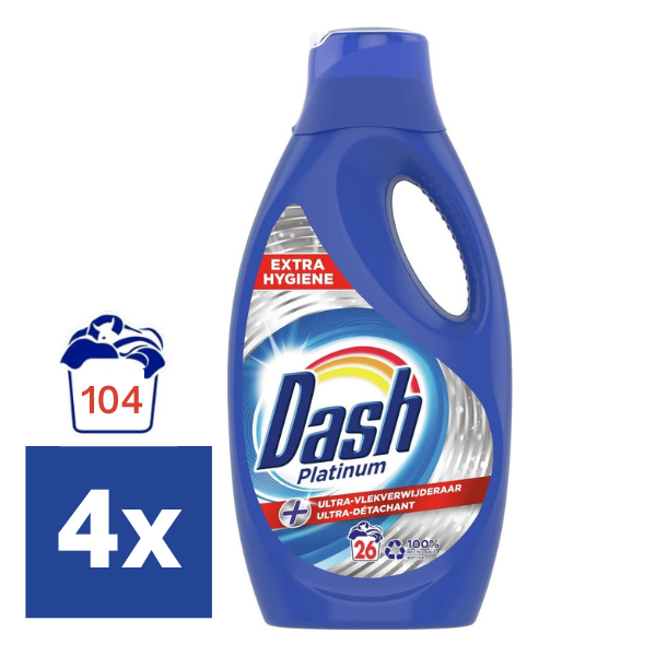Dash Platinum Ultra Vlekverwijderaar Vloeibaar Wasmiddel (Voordeelverpakking) - 4 x 1.430 ml